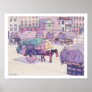 Hay Carts, Cumberland Market (olie op doek) Poster