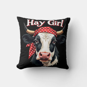 Hay Girl Farmer Funny Cattle Koe Boerderij Lovers Kussen