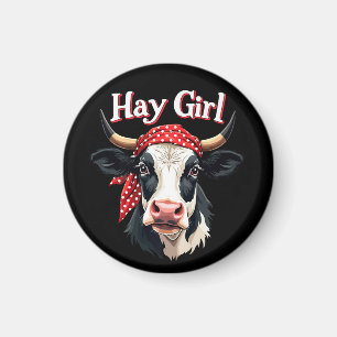 Hay Girl Farmer Funny Cattle Koe Boerderij Lovers Magneet