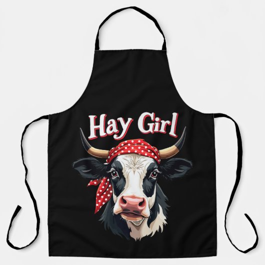 Hay Girl Farmer Funny Cattle Koe Boerderij Lovers Schort (Voorkant)