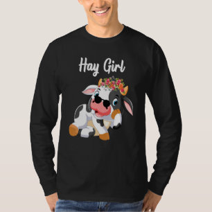Hay Girl Farmer Koe Cattle Koe Boerderij Lovers Ha T-shirt