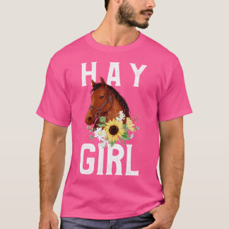 Hay Girl Floral Horse Horseback Riding Equestrian T-shirt
