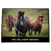 Hay Girl Happy Birthday Horse Large Gift Bag Groot Cadeauzakje (Voorkant)