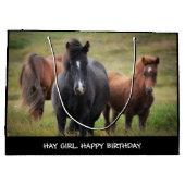 Hay Girl Happy Birthday Horse Large Gift Bag Groot Cadeauzakje (Achterkant)