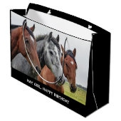 Hay Girl Happy Birthday Horse Large Gift Bag Groot Cadeauzakje (Achterkant Gekanteld)