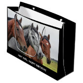 Hay Girl Happy Birthday Horse Large Gift Bag Groot Cadeauzakje (Voorkant Gekanteld)