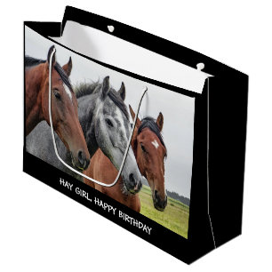 Hay Girl Happy Birthday Horse Large Gift Bag Groot Cadeauzakje
