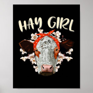 Hay Girl Heifer Farmer Koe Bandana Poster