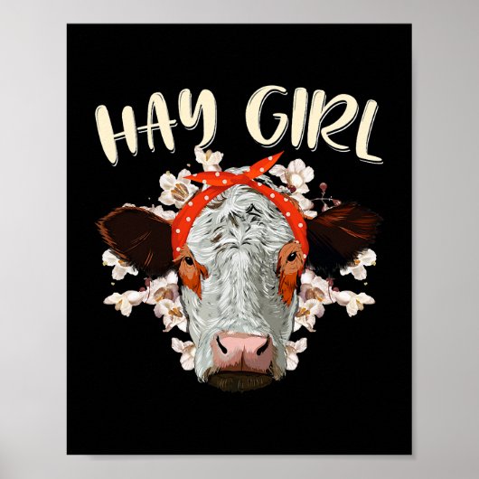 Hay Girl Heifer Farmer Koe Bandana Poster (Voorkant)