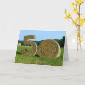 "Hay! Happy 50th!" wenskaart met Hay Bales Kaart (Gele Bloem)