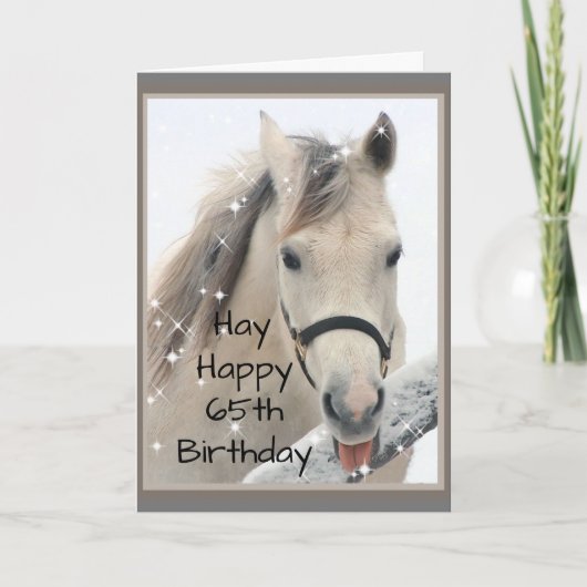 Hay Happy 65th Birthday Horse Catching Snowflakes Kaart (Voorkant)