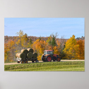 Hay Hauling in Vermont in het najaar Poster