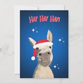 Hay Hay Hay Pun Donkey Santa Hat Kerstmis Feestdagenkaart (Voorkant)