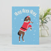 Hay hay'y Santa horse grappig kerstfeest Feestdagenkaart (Staand voorkant)