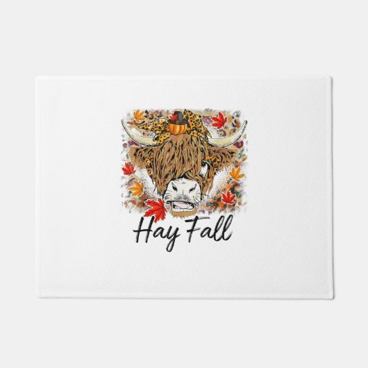 Hay Herfst Highland Koe Leopard Thanksgiving Heife Deurmat (Voorkant)
