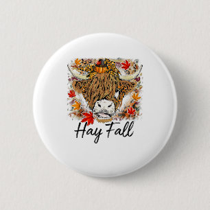 Hay Herfst Highland Koe Leopard Thanksgiving Heife Ronde Button 5,7 Cm