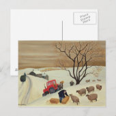 Hay naar de schapen brengen door tractor briefkaart (Voorkant / Achterkant)