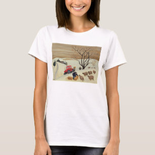 Hay naar de schapen brengen door tractor t-shirt