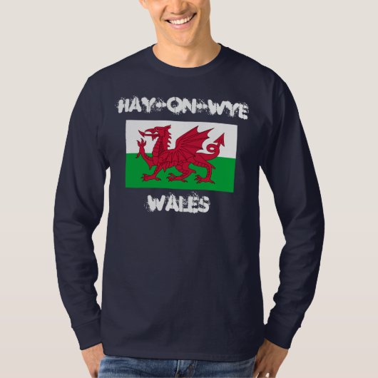 Hay-on-Wye, Wales met Welsh flag T-shirt (Voorkant)