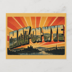 Hay-on-Wye Wales Vintage Reizen Kunst Briefkaart