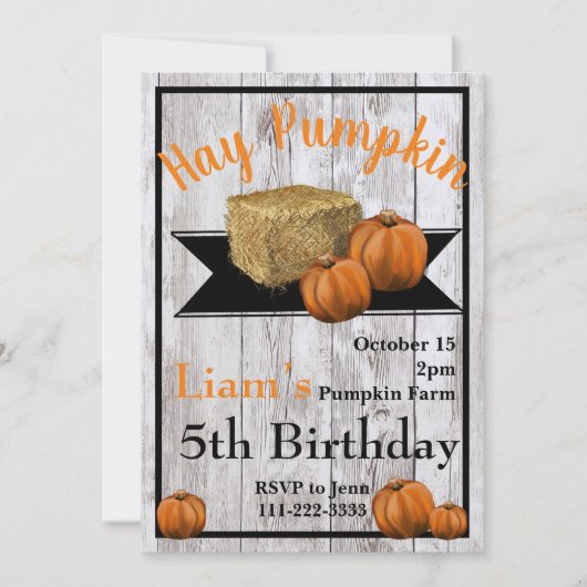 Hay Pompoen Herfst Verjaardagsfeestuitnodiging Kaart (Voorkant)