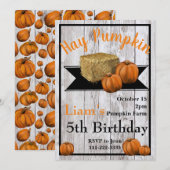 Hay Pompoen Herfst Verjaardagsfeestuitnodiging Kaart (Voorkant / Achterkant)