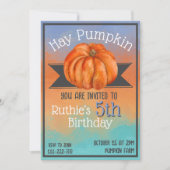 Hay Pumpkin Fall Birthday Party Invitation Kaart (Voorkant)