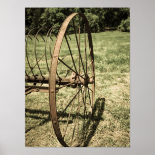 Hay Rake Wheel Aged Poster
