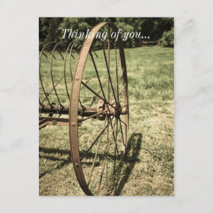 Hay Rake Wheel Aged Thinking of You Briefkaart