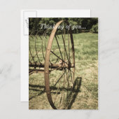 Hay Rake Wheel Aged Thinking of You Briefkaart (Voorkant / Achterkant)