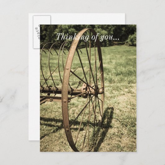 Hay Rake Wheel Aged Thinking of You Briefkaart (Voorkant / Achterkant)
