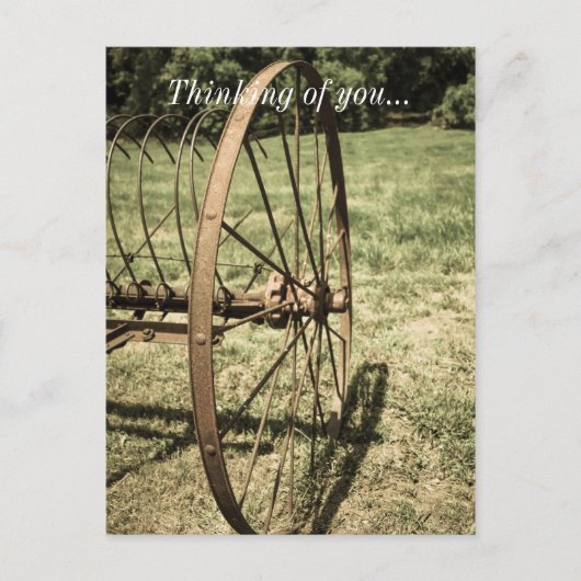 Hay Rake Wheel Aged Thinking of You Briefkaart (Voorkant)