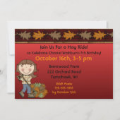 Hay Ride Autumn Party Invitation (meisje) Kaart (Achterkant)