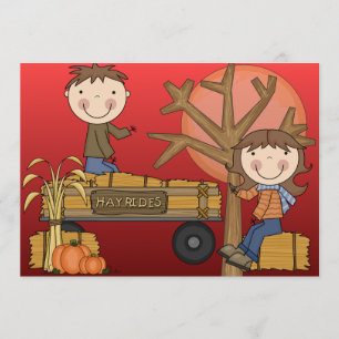 Hay Ride Autumn Party Invitation (meisje) Kaart
