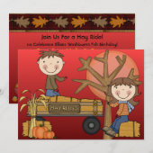 Hay Ride Herfstfeest Uitnodigen - Afro-Amerikaanse Kaart (Voorkant / Achterkant)