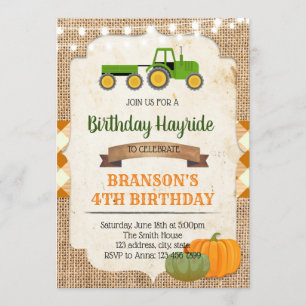 Hay ride party verjaardagsuitnodiging kaart