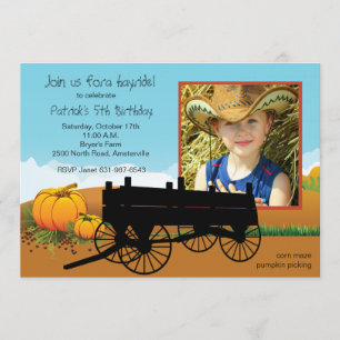 Hay Ride Photo Invitation Kaart