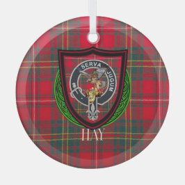 Hay Schotse Clan Tartan & Crest Glas Ornament