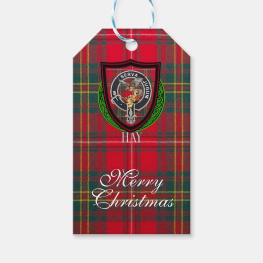 Hay Schotse Clan Tartan & Wapen Cadeaulabel (Voorkant)