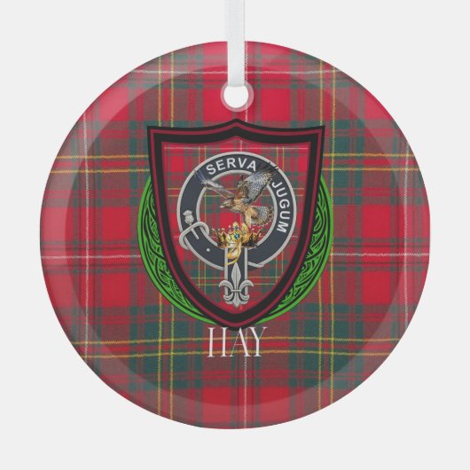 Hay Scottish Clan Tartan & Crest Glas Ornament (Voorkant)