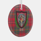 Hay Scottish Clan Tartan & Crest Glas Ornament (Voorkant Rechts)