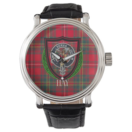 Hay Scottish Clan Tartan & Crest Horloge (Voorkant)