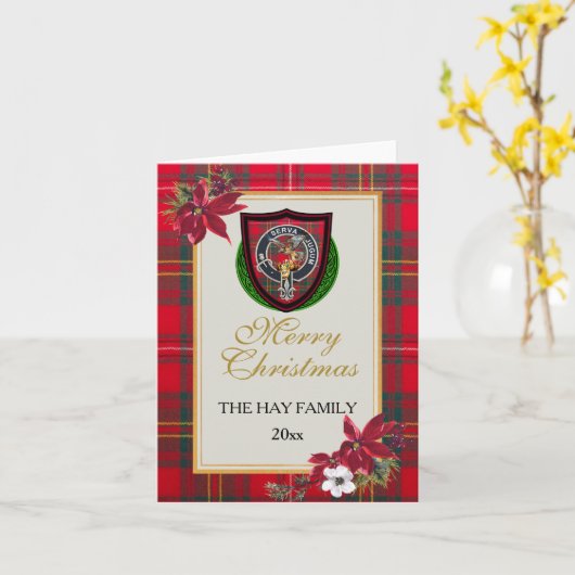 Hay Scottish Clan Tartan & Crest Kaart (Gele Bloem)