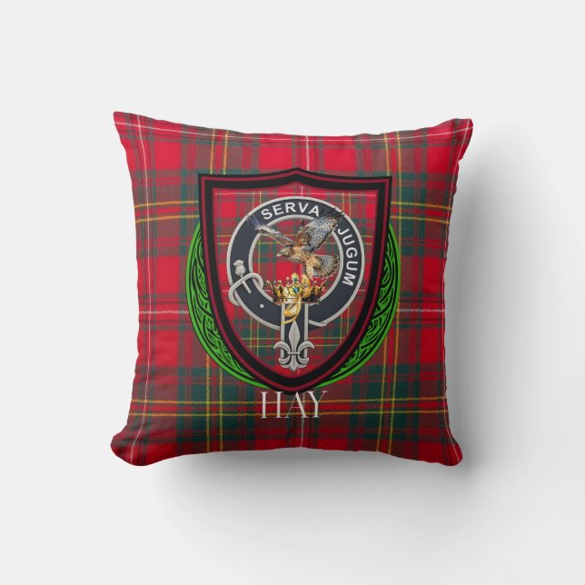 Hay Scottish Clan Tartan & Crest Kussen (Voorkant)