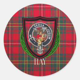 Hay Scottish Clan Tartan & Crest Ronde Sticker