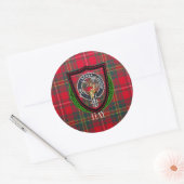 Hay Scottish Clan Tartan & Crest Ronde Sticker (Envelop)
