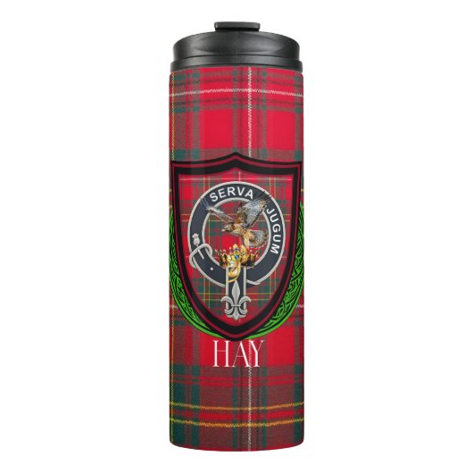 Hay Scottish Clan Tartan & Crest Thermosbeker (Voorkant)