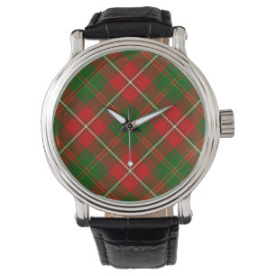 Hay tartan red green plaid horloge