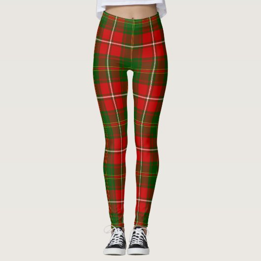 Hay tartan red green plaid leggings (Voorkant)