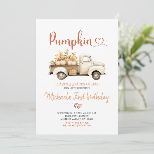 Hay verlaat pompoen Herfst verjaardagsfeest witte  Kaart (Staand voorkant)